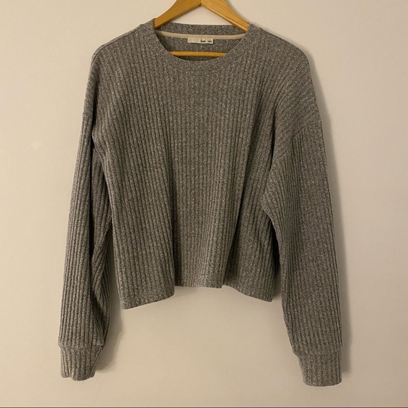 Aritzia Wilfred Free grey knit crop sweater